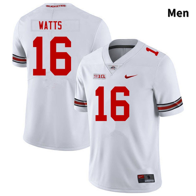 Ohio State Buckeyes Ryan Watts Men's #16 White Authentic Stitched College Football Jersey